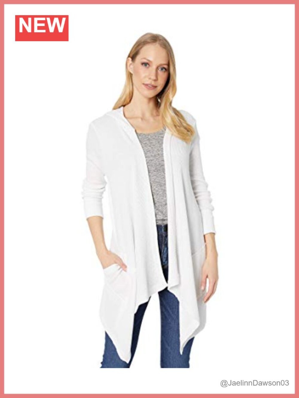 Splendid Thermal Wrap Hooded Cardigan Loose Fit Soft Long Sleeve